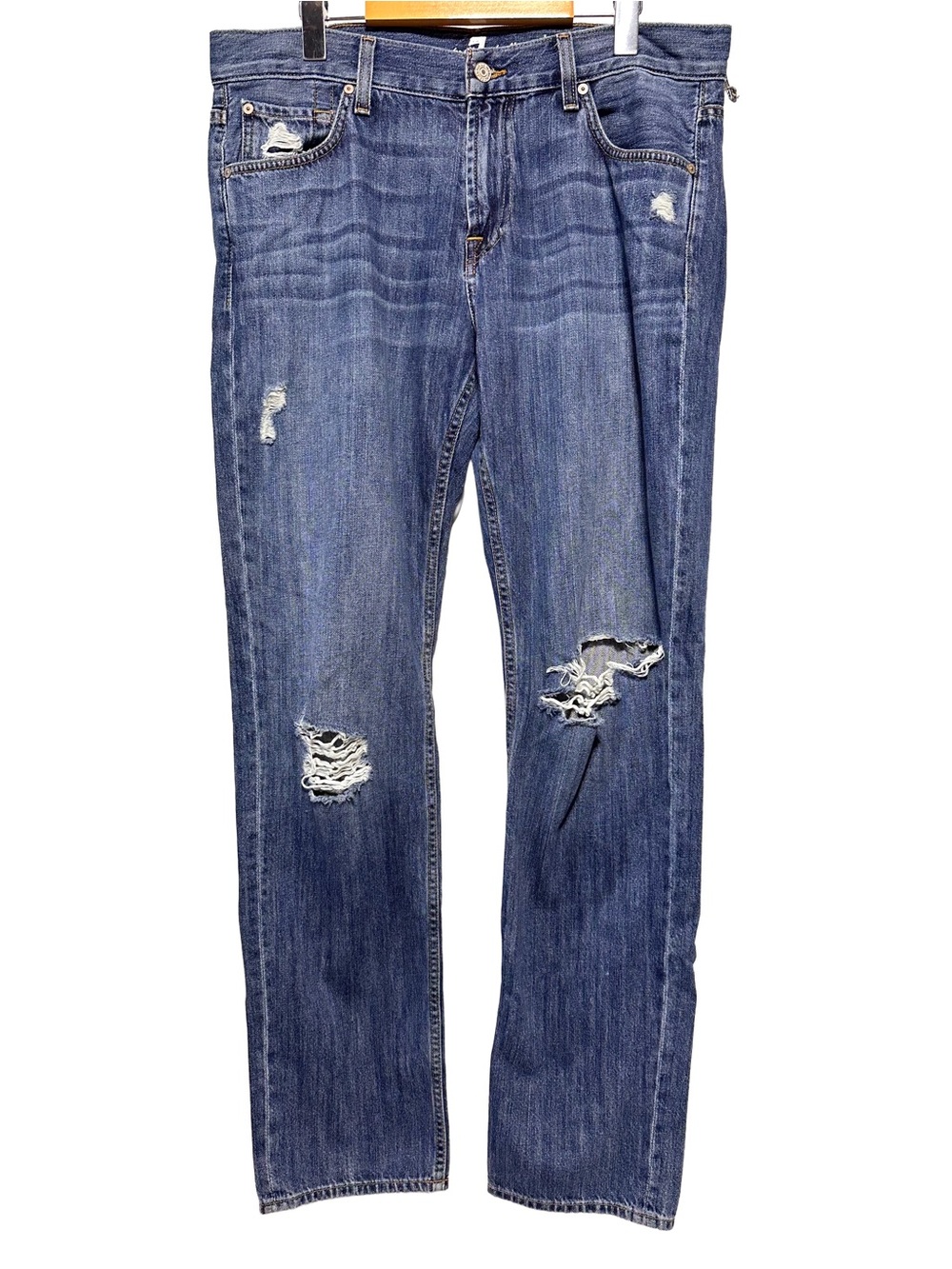 7 FOR ALL MANKIND Slimmy Distressed Straight Jeans Grunge Streetwear 34